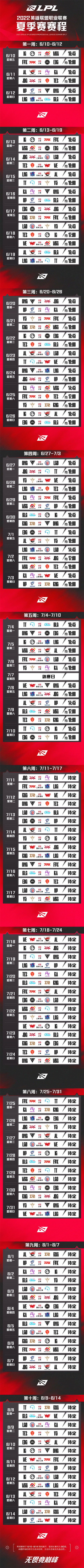2022LPL夏季赛赛程时间表一览
