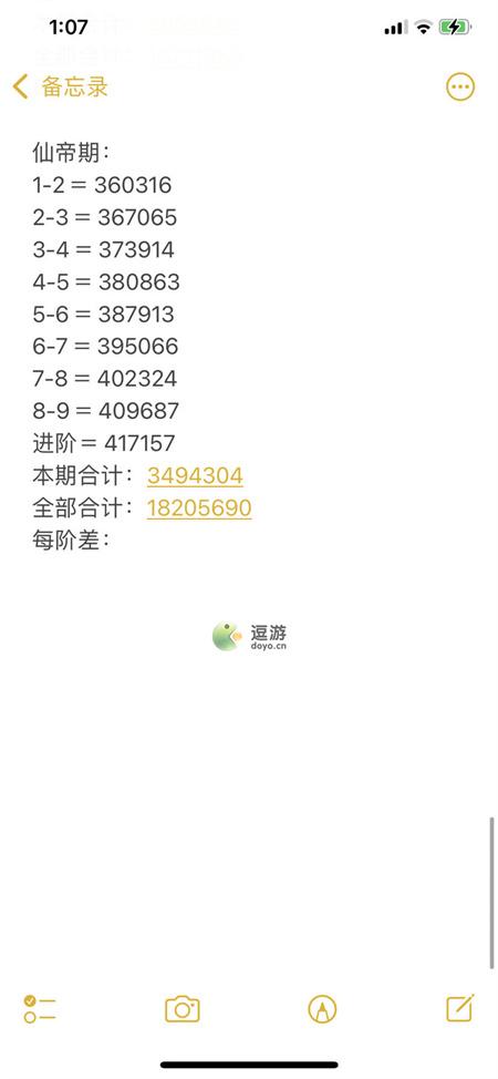 九重试炼全部境界修炼所需经验一览表