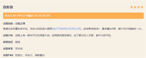 原神白影剑90级属性一览 满级加多少防御